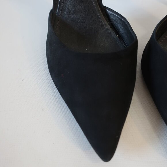 Womens Schutz Irma Black Suede Pointy Ankle Strap Stiletto Heel Pumps 8 - Picture 4 of 16